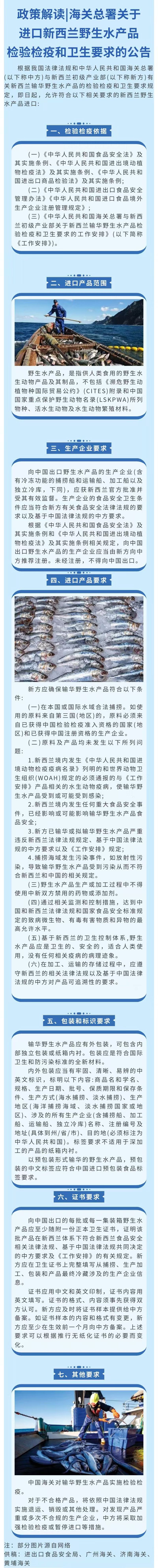 解读、海关总署关于进口新西兰野生水产品检验检疫和卫生要求的公告